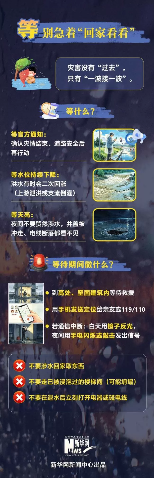 遇到强降雨灾害，记住“跑、躲、等”三字诀